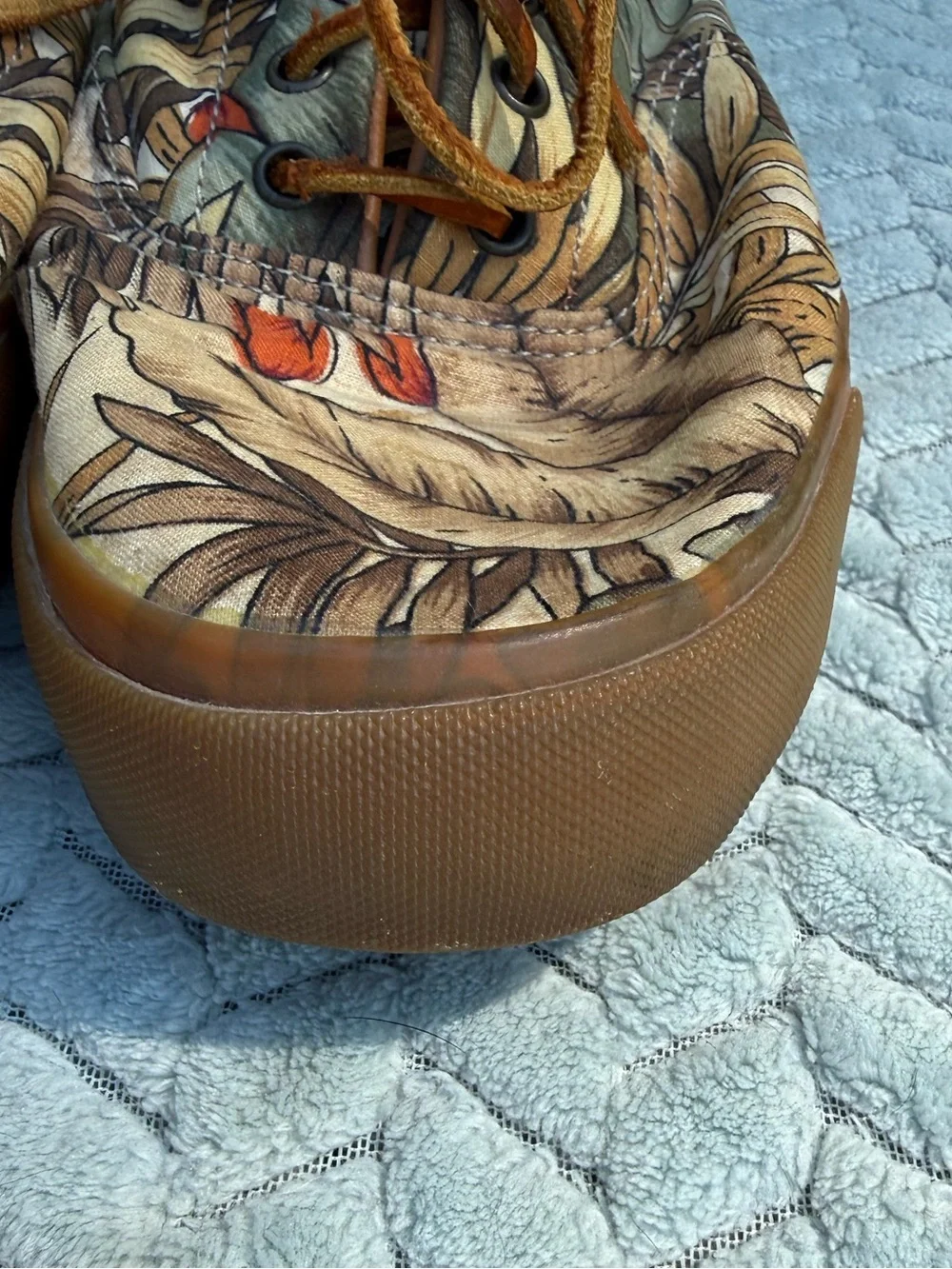 VTG 90s Cole Haan Sporting Canvas Deck Shoes Tropical Print 10.5 M Made in Korea
